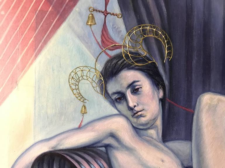 Original Art Deco Nude Painting by Guennadi Kalinitchenko