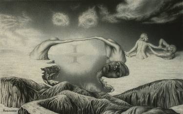 Original Surrealism Landscape Drawings by Manuel Adrianzen