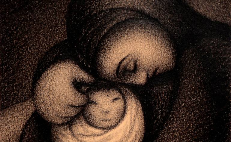 Original Cubism Women Drawing by Manuel Adrianzen