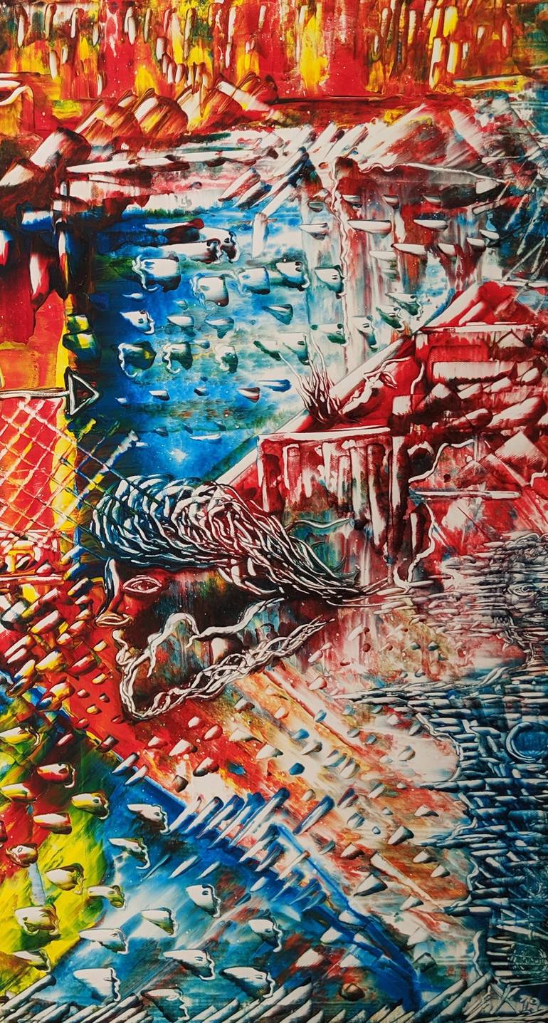 Original Abstract Expressionism Time Painting by Yiannis Karapanos
