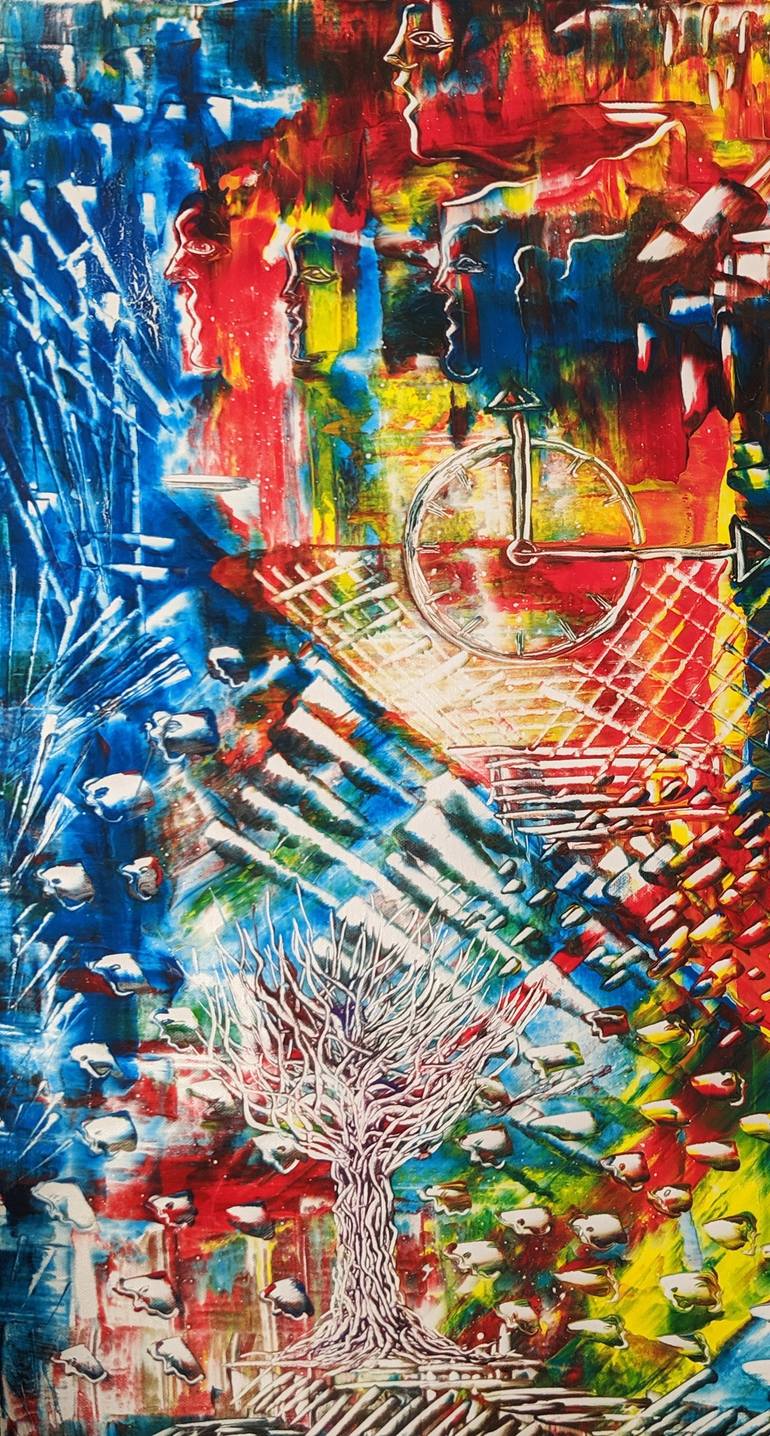 Original Abstract Expressionism Time Painting by Yiannis Karapanos