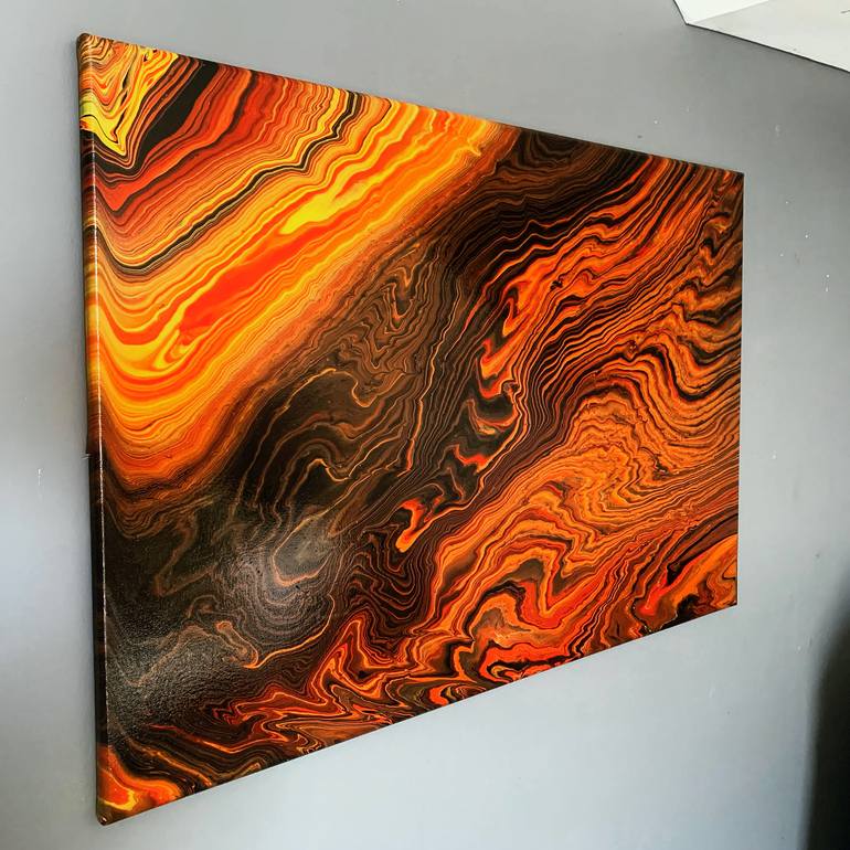 Tiger Stripe - Fluid acrylic pour painting Painting by Alexandra