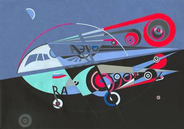 Original Abstract Aeroplane Paintings by Alex Goncharenko