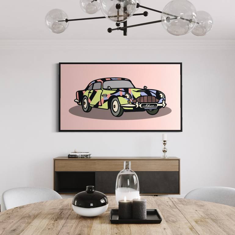 Original Art Deco Car Mixed Media by Amber Rose Olivier