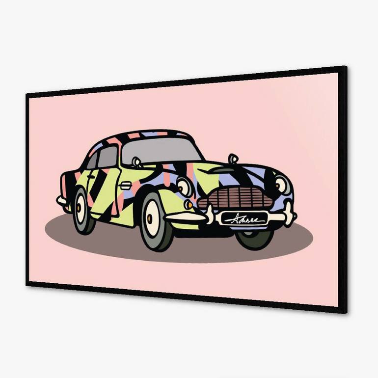 Original Art Deco Car Mixed Media by Amber Rose Olivier