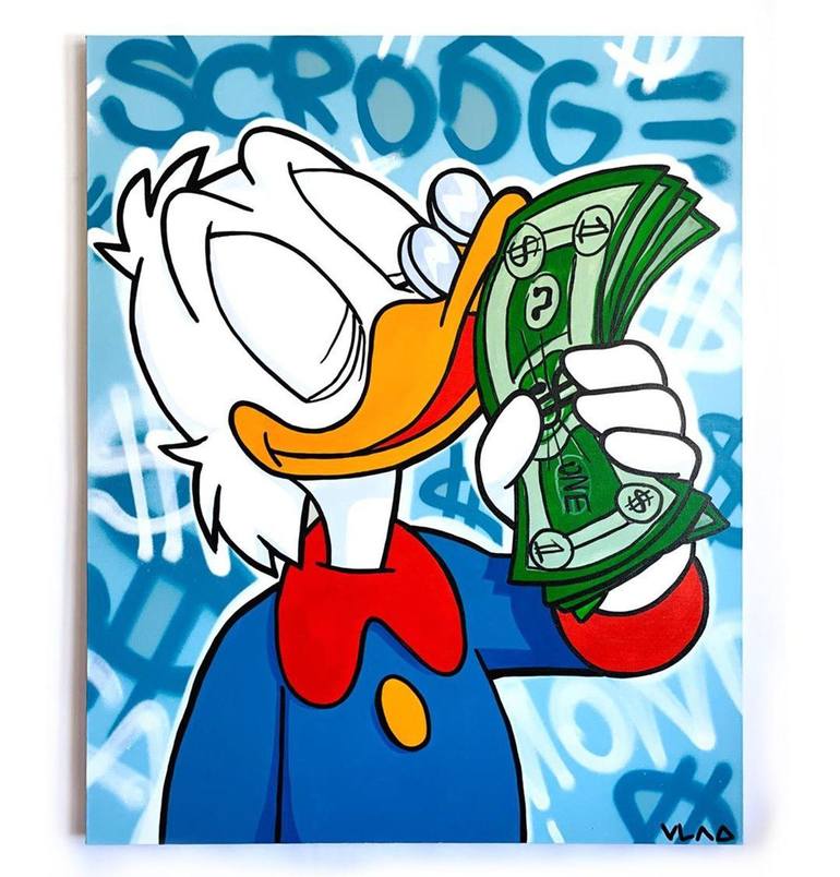 Scrooge with money Painting by Nenikas Art