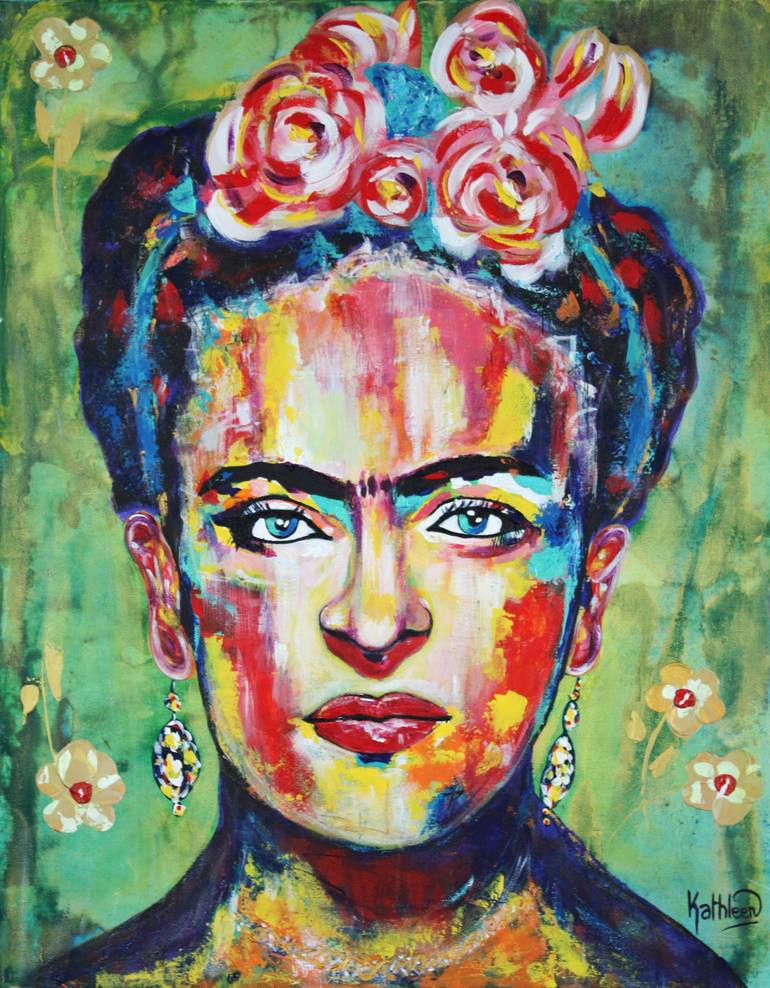 Frida Kahlo Portrait - Modern Woman Colorful Painting by Kathleen ...