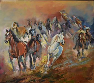 Original Figurative Horse Paintings by Gianni Mattu