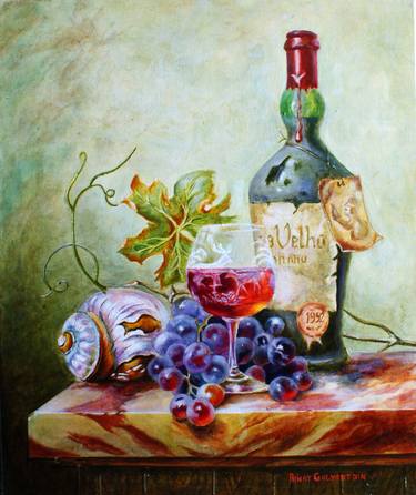 Still life with a bottle of wine thumb