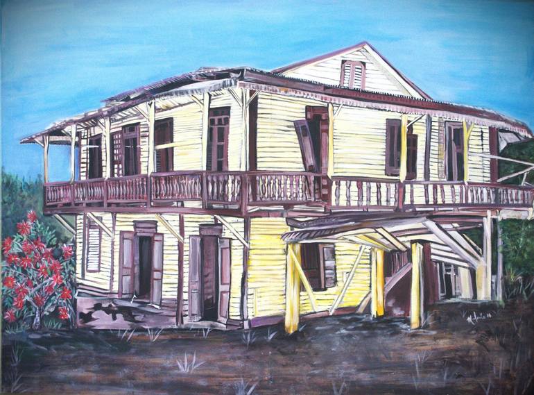 Original Architecture Painting by Melanie Oms | Symbolism Art on Canvas | Un Tesoro que Merece Memoria