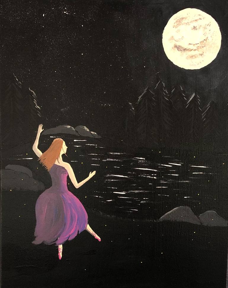 Dancing In The Pale Moonlight Painting By Kitten Hill Saatchi Art
