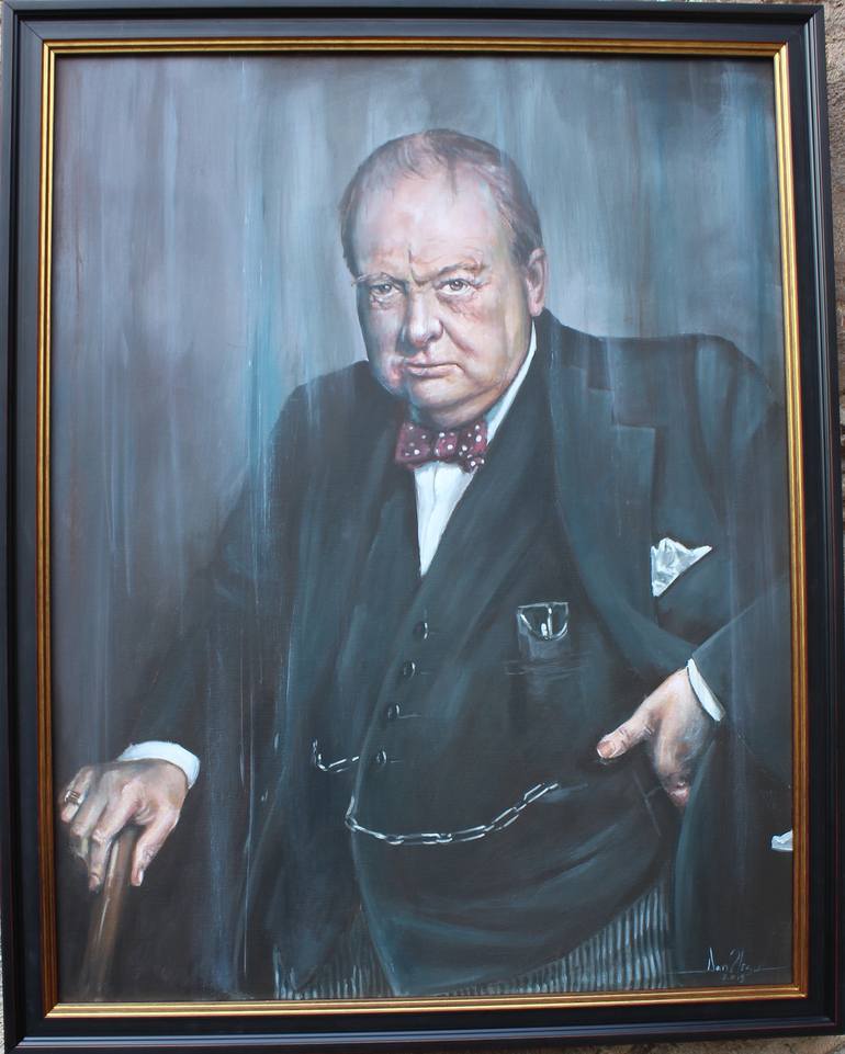 Winston Churchill “We will never surrender,” Painting by Ursu Dan ...