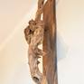 I offer the hanging sculpture of unknow wood (old busch) on the old patined oak plate with the old rusted hinge, and with the surface treatment (matt varnish) without any new cuts. The sculpture is humidity stabilized, manually cleaned, without the surface treatment leaved originaly.
