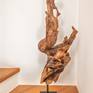 I offer decorative acacia sculpture on the black steel stand, humidity stabilized, manually cleaned, suitable especially to the Interior with surface treatment (matt). The long time and weathering caused on the wood a unique structure and shape. Sculpture can be an original complement to the modern interiors.