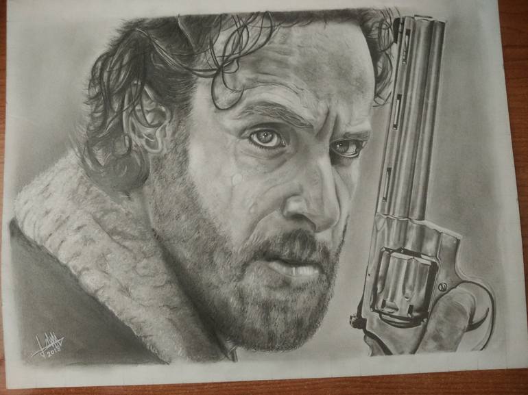 Rick Grimes Charcoal Drawing Drawing By Jose Maria Martinez Garcia Saatchi Art