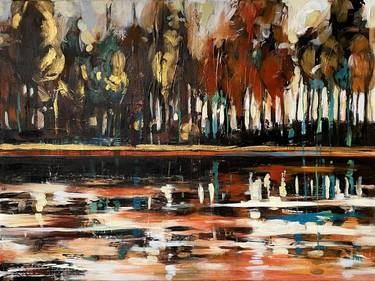 Original Abstract Expressionism Landscape Paintings by Hanna Woznica-Gierlasinska