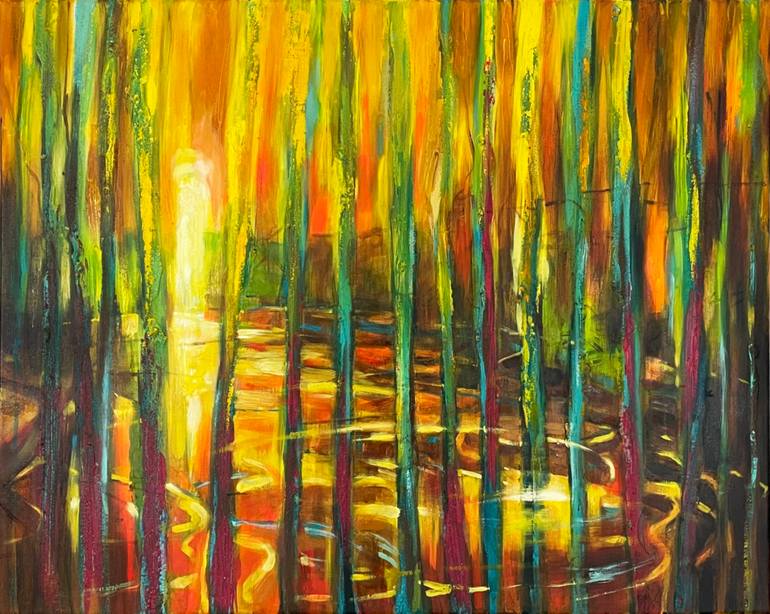 Original Landscape Painting by Hanna Woznica-gierlasinska | Contemporary Art on Canvas | Before the night