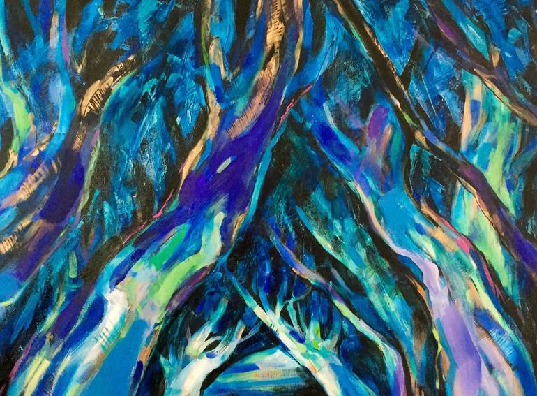 Original Landscape Painting by Hanna Woznica-gierlasinska | Abstract Expressionism Art on Canvas | Into the night