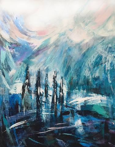 Original Abstract Expressionism Landscape Paintings by Hanna Woznica-Gierlasinska