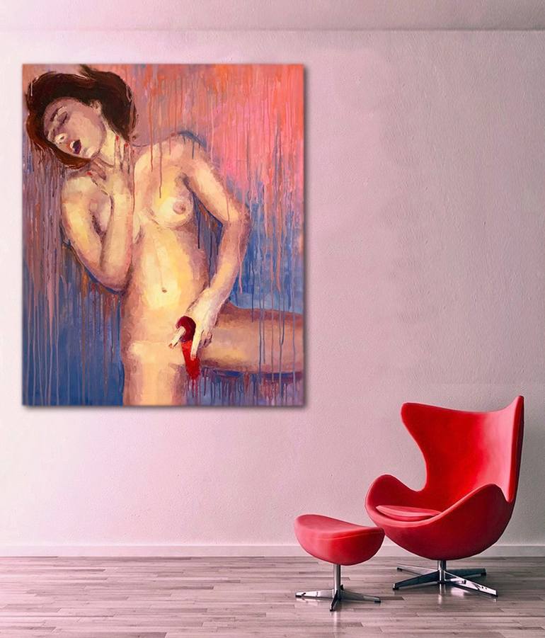 Original Figurative Erotic Painting by Nicole Vishnevetska