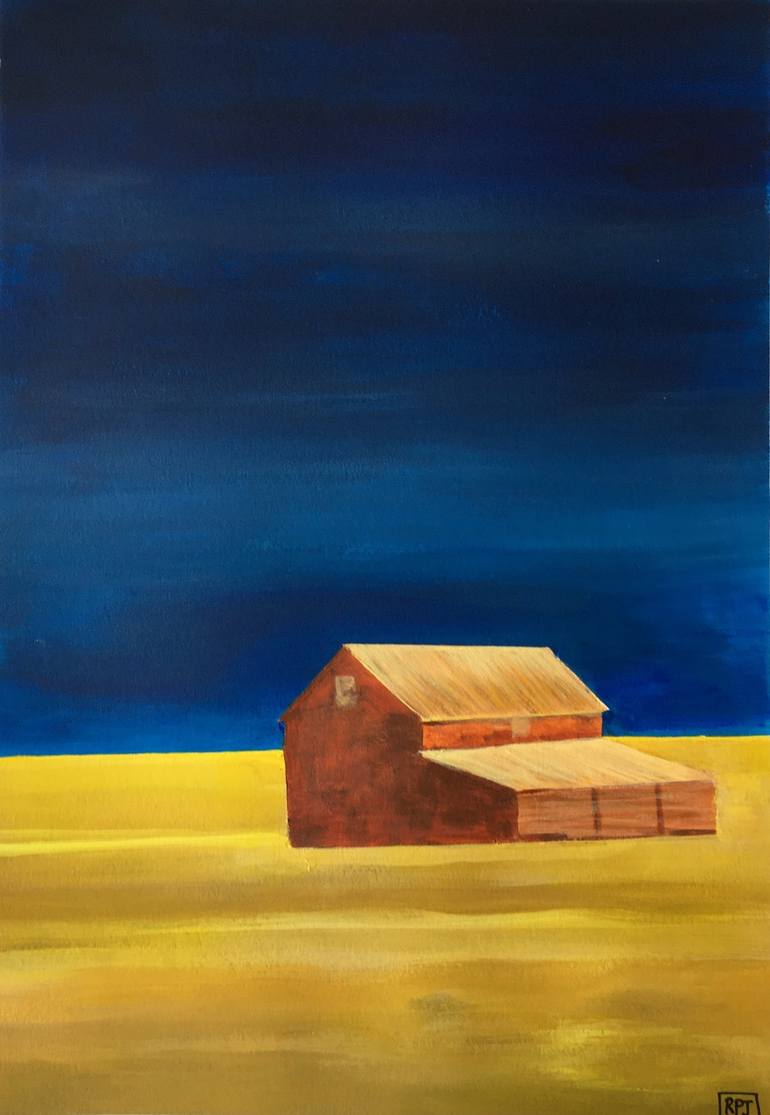 Original Architecture Painting by Raquel Poncela Jimenez | Conceptual Art on Canvas | Harvest season