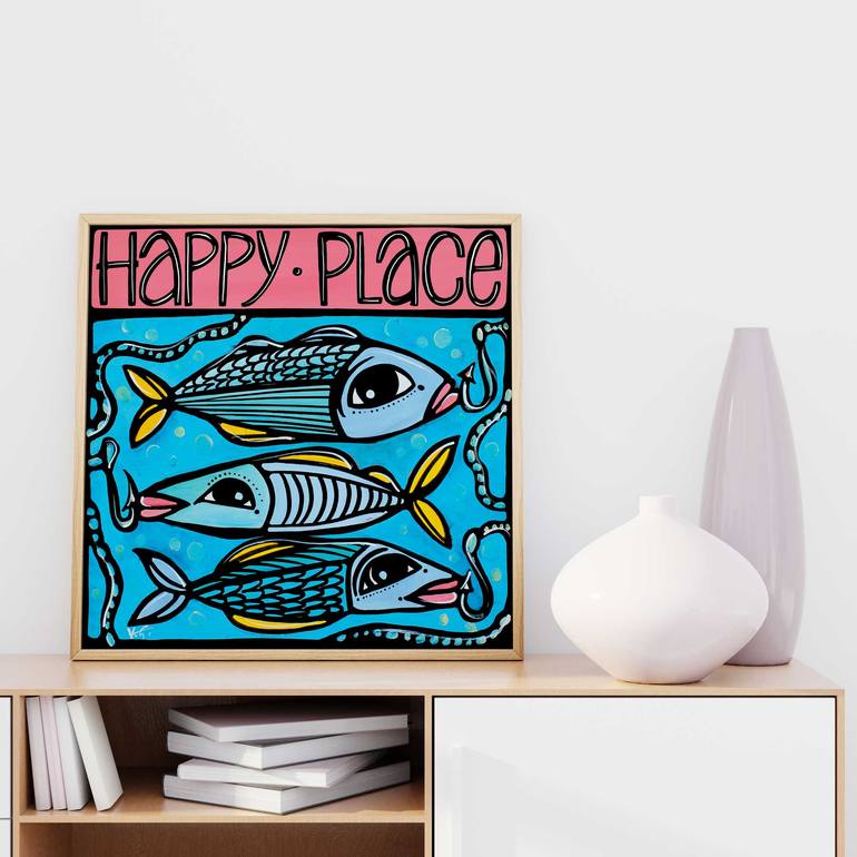 Original coastal Fish Painting by Atelier Vero Artist Veronique Godbout