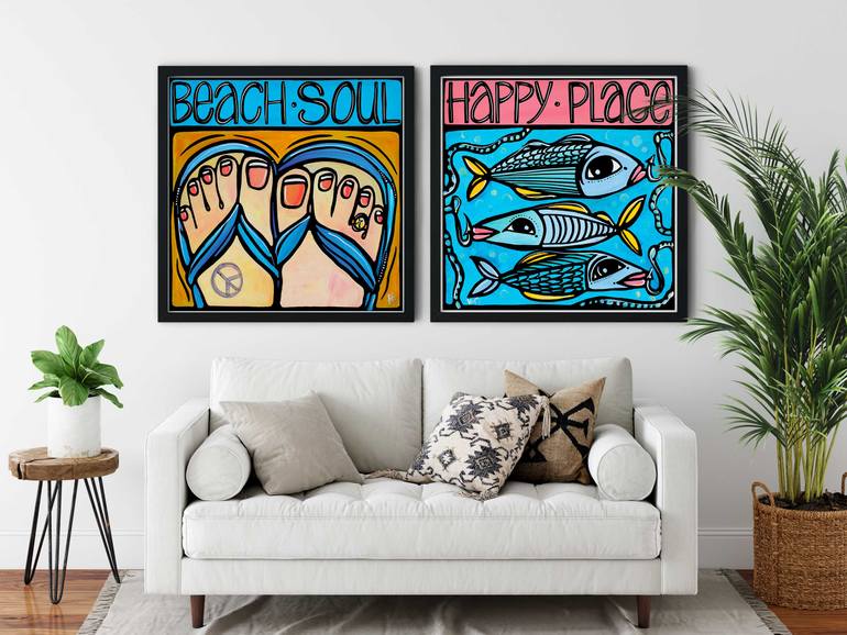 Original coastal Fish Painting by Atelier Vero Artist Veronique Godbout