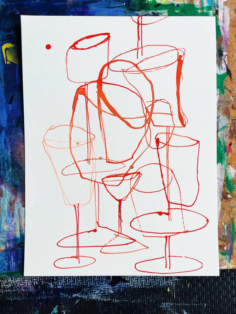 Original Conceptual Abstract Drawing by Nina Suh Lance