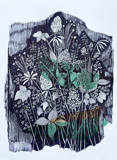 Original Abstract Floral Drawings by Nina Suh Lance