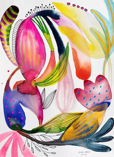 Print of Abstract Botanic Paintings by Nina Suh Lance