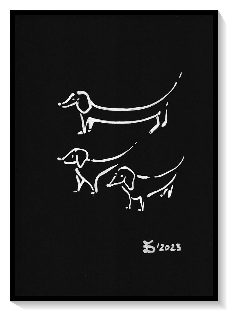 Original Abstract Animal Drawing by Ewa Dura