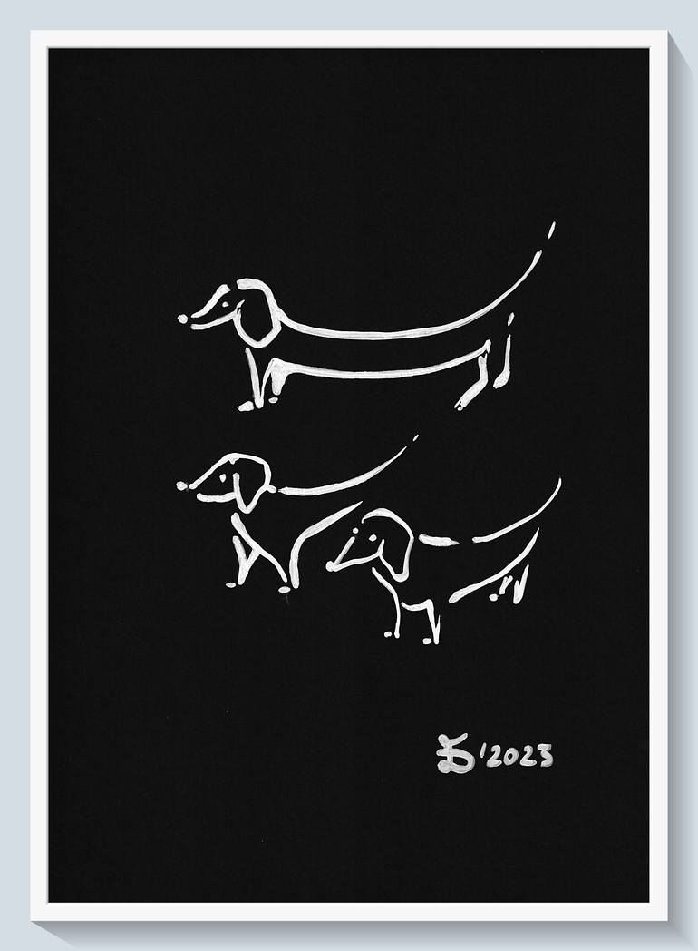 Original Abstract Animal Drawing by Ewa Dura