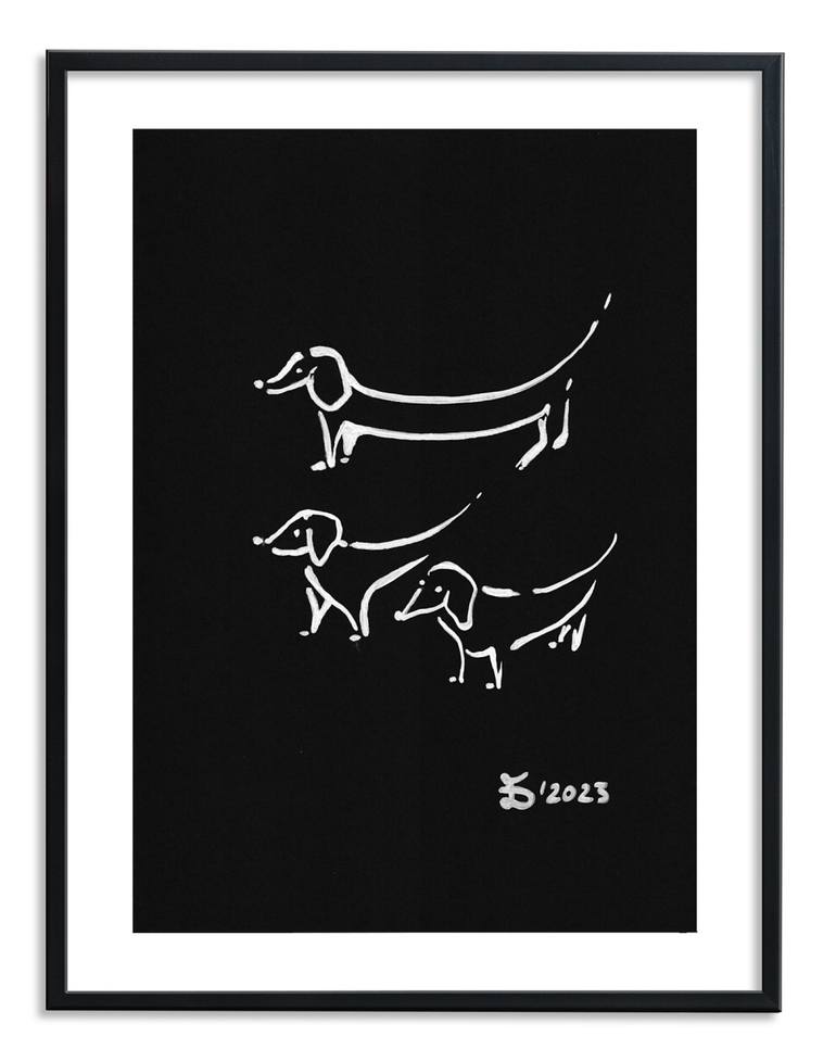 Original Abstract Animal Drawing by Ewa Dura