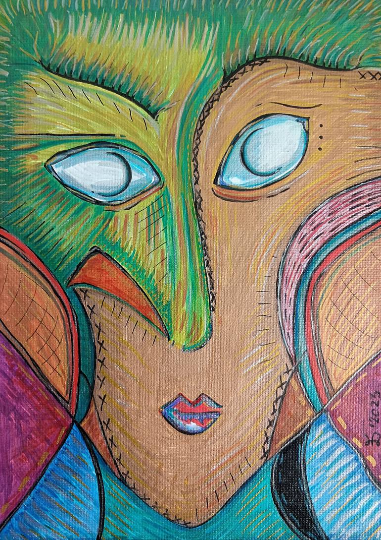 Original Abstract People Painting by Ewa Dura