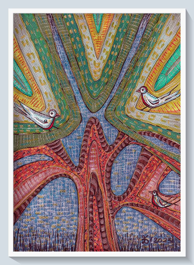 Original Art Deco Nature Painting by Ewa Dura