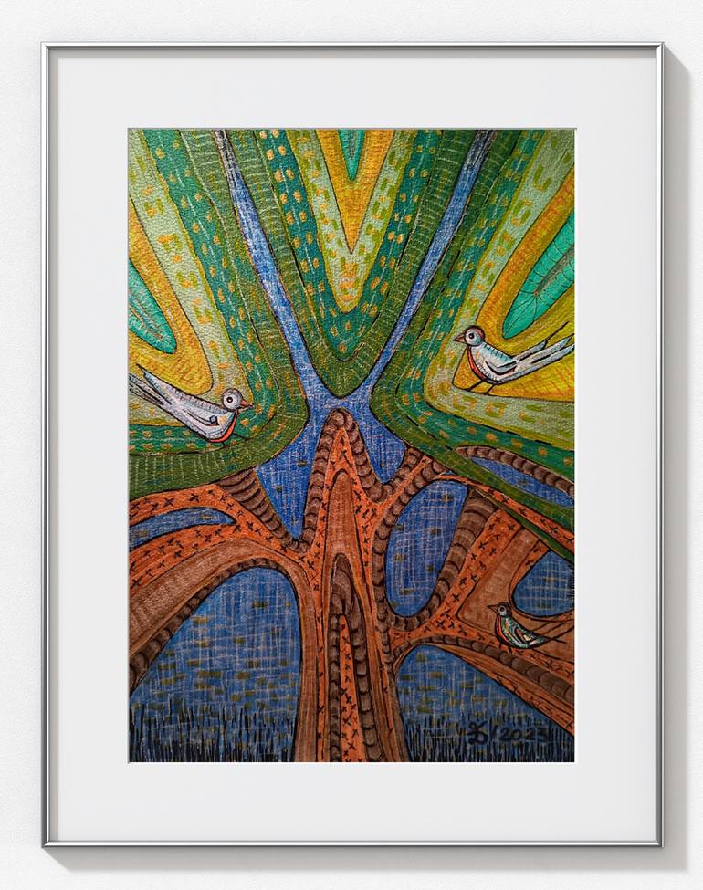 Original Art Deco Nature Painting by Ewa Dura