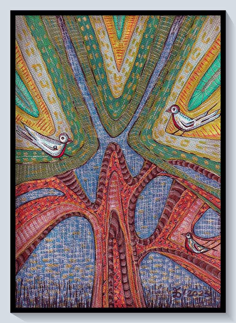 Original Art Deco Nature Painting by Ewa Dura