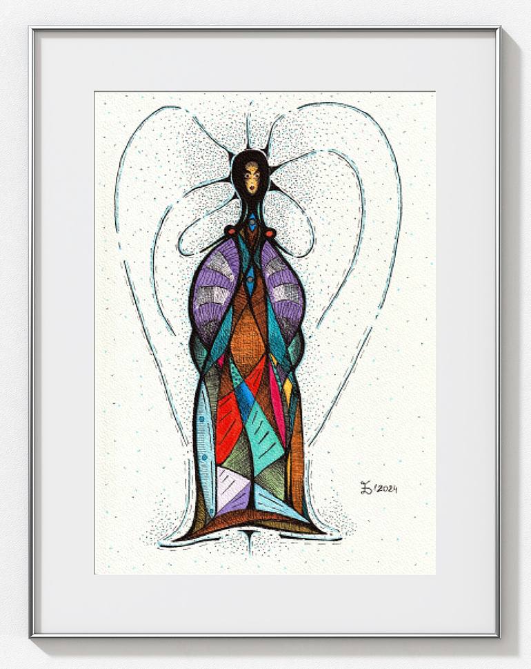 Original Abstract Women Drawing by Ewa Dura