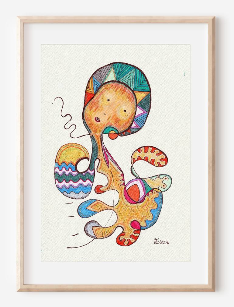 Original Abstract Animal Drawing by Ewa Dura