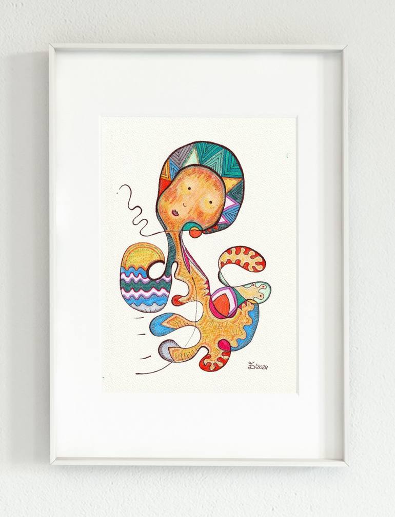 Original Abstract Animal Drawing by Ewa Dura