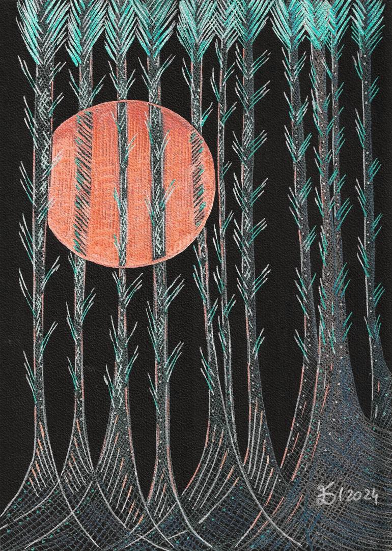 Original Abstract Nature Drawing by Ewa Dura