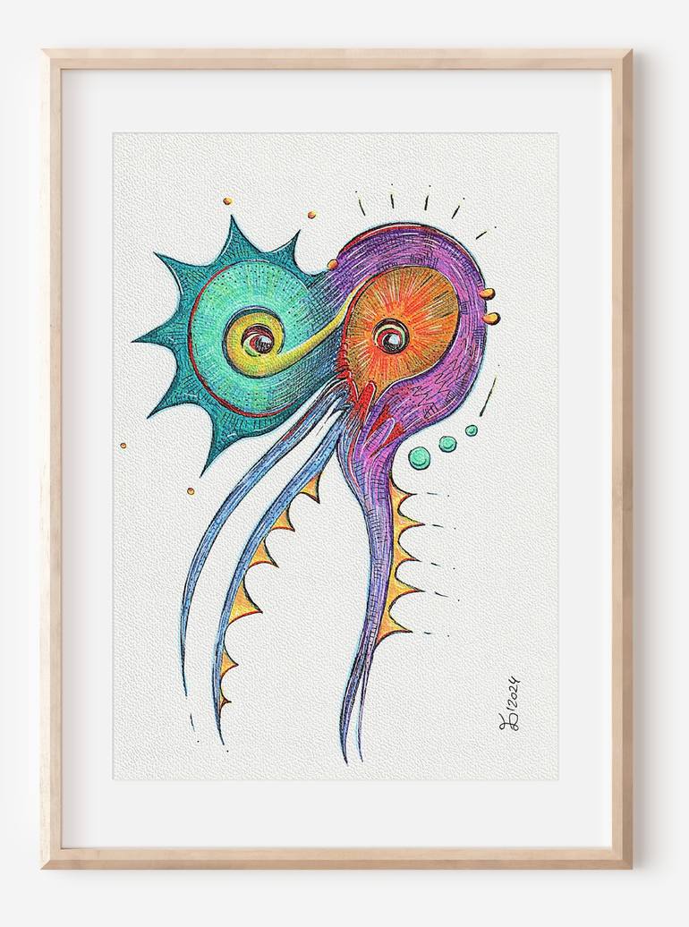 Original Abstract Animal Drawing by Ewa Dura