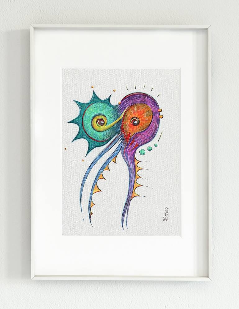 Original Abstract Animal Drawing by Ewa Dura