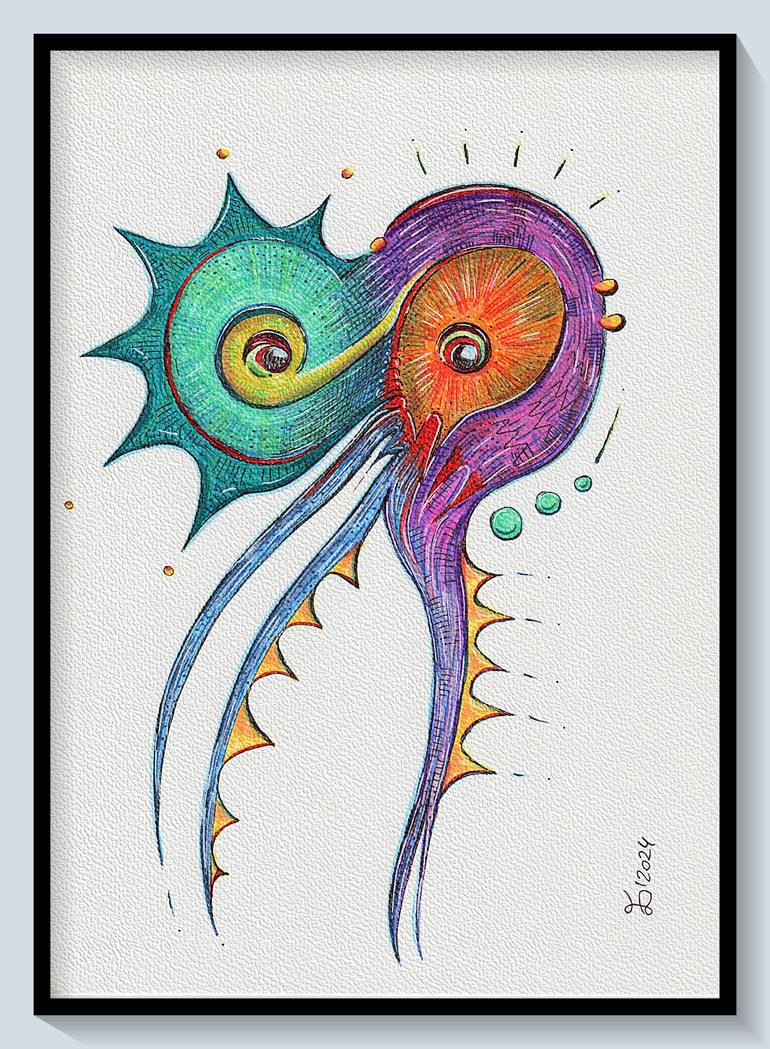 Original Abstract Animal Drawing by Ewa Dura