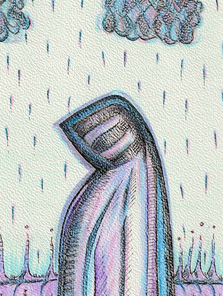 Original Abstract People Drawing by Ewa Dura