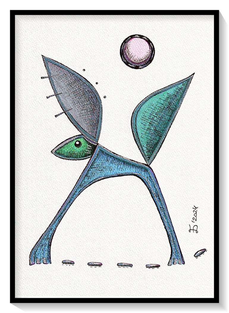 Original Surrealism Animal Drawing by Ewa Dura