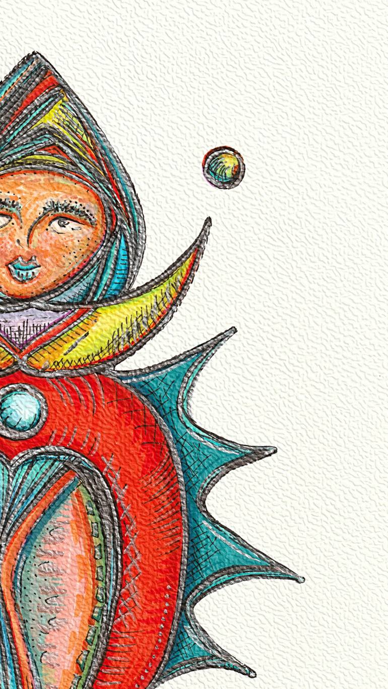 Original Abstract People Drawing by Ewa Dura