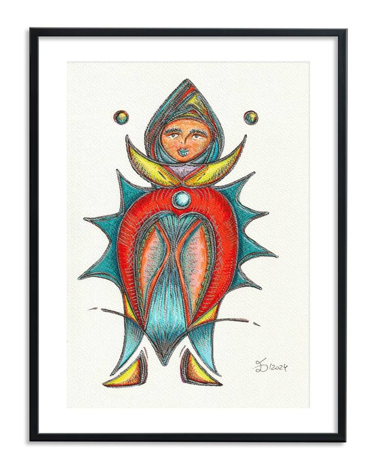 Original Abstract People Drawing by Ewa Dura