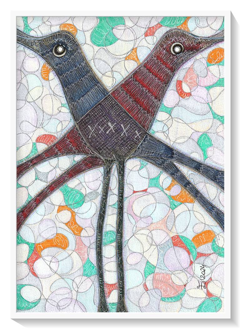 Original Abstract Animal Drawing by Ewa Dura