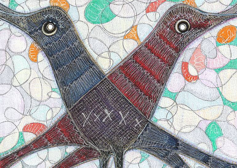 Original Abstract Animal Drawing by Ewa Dura